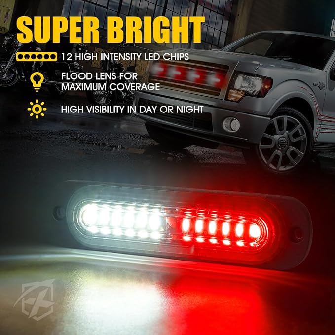 Xprite White Red LED Surface Mount Strobe Lights Kit, w/Control Panel Emergency - Image 3