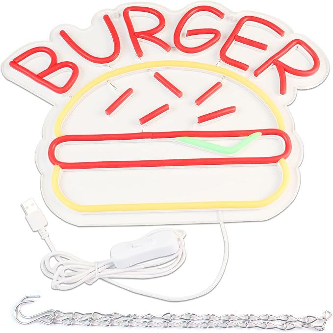 JFLLamp BURGER Neon Signs for Wall Decor Neon Lights for Bedroom Led Business - Image 6