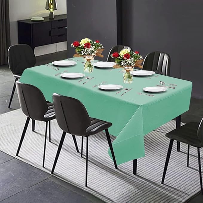 PARTY BARGAINS 54" X 108" Paper & Plastic Table Covers, Mint Green, 5 Pack - Image 2