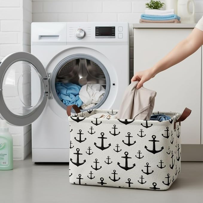 Anchor Storage Basket Waterproof Canvas Toy Storage Bin Home Anchor Decor - Image 6