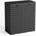 Outdoor Trash Can with lid, Waterproof, UV-Resistant Resin Garbage Can by Unknown