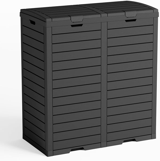 Outdoor Trash Can with lid, Waterproof, UV-Resistant Resin Garbage Can by Unknown