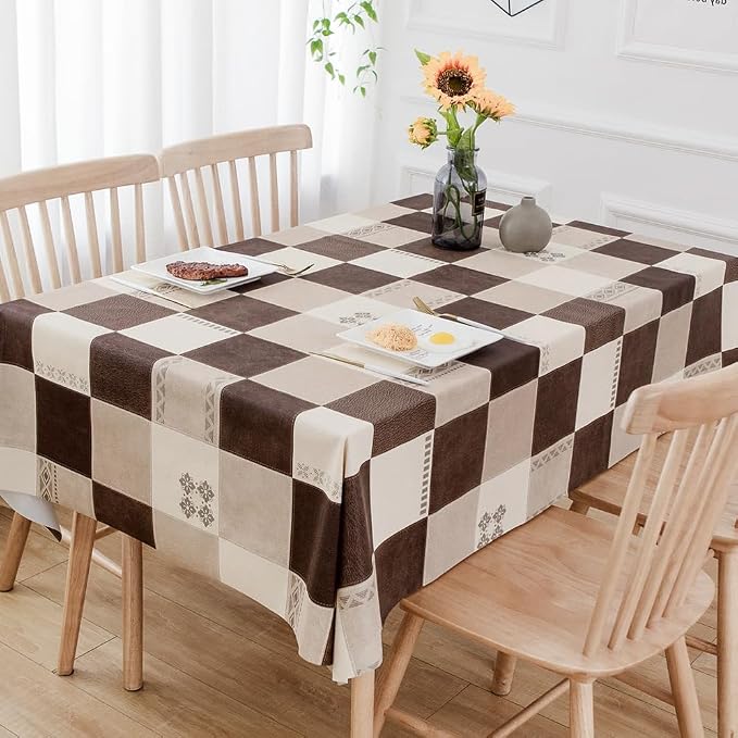 TruDelve Heavy Duty Vinyl Table Cloth Plastic Table Cloth Waterproof Wipeable by TruDelve