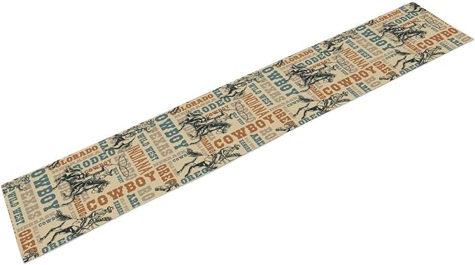 Western Cowboy Table Runner, Vintage Country American West Cowboy Riding Horse - Image 8