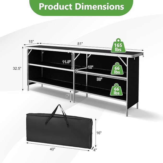 Giantex 81" Extra Long Portable Bar Table - Image 3