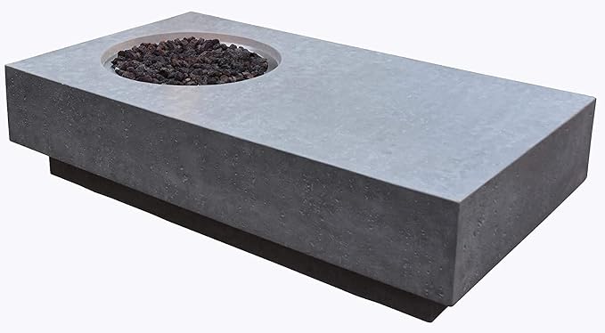 Elementi | Metropolis Gas Fire Pit Cast Concrete 56" Rectangular Fire Table - Image 8