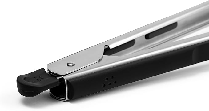 Tongs, 13-Inch Black Stainless Steel with Silicone Tips
