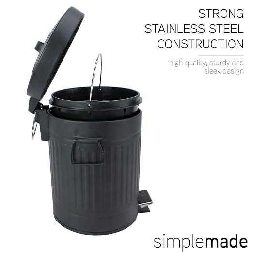 SIMPLEMADE Round Step Trash Can, Stainless Steel - Image 3