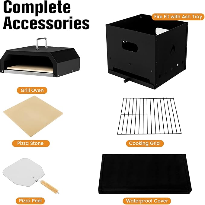 Giantex 4-in-1 Outdoor Pizza Oven Wood Fired, 2-Layer Pizza Maker Grill - Image 3