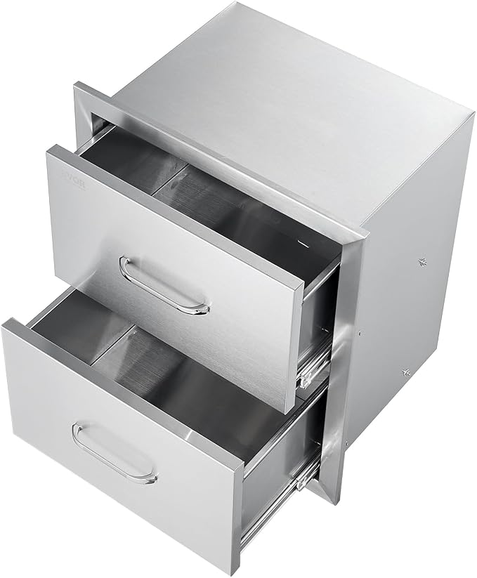 VEVOR Outdoor Kitchen Drawers, 17.8W x 20.2H x 12.2D Inch, Flush Mount Double - Image 10