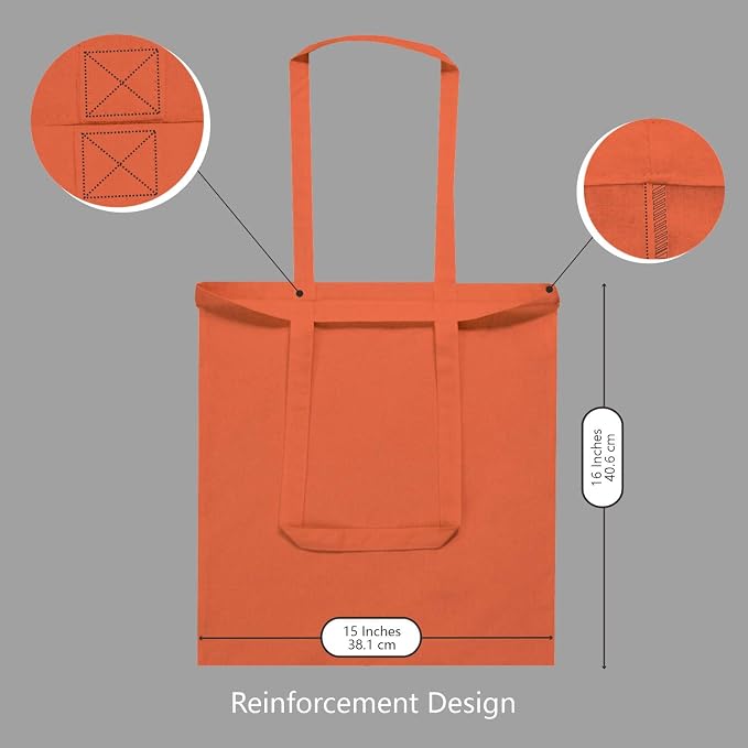 TOPDesign 12-Pack Economical 16"x15" Orange Cotton Tote Bag, Lightweight Medium - Image 5