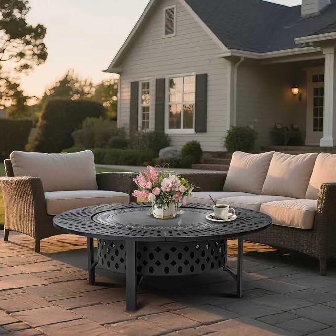 47 Inch Fire Pit with 2 Grills, Wood Burning Fire Pits - Image 3
