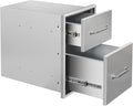 Outdoor Kitchen Drawers 14" W x 21" H x 21" D Stainless Steel Double Drawers by Unknown