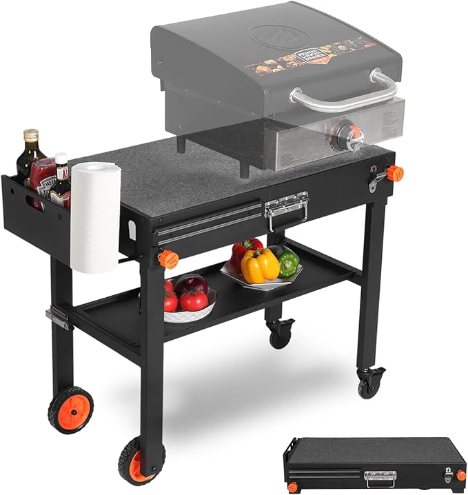 Portable Outdoor Grill Table, Folding Grill Cart Solid and Sturdy, Grill Stand by GriddleAccessories