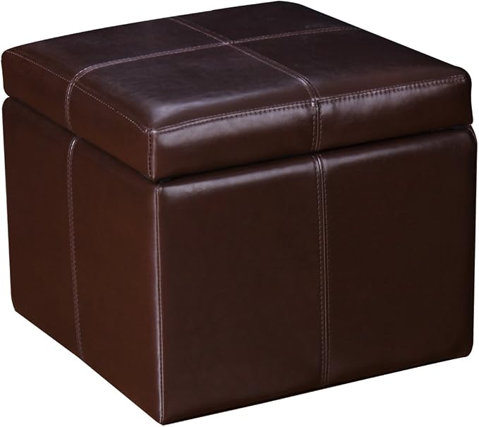 Homebeez Faux Leather Storage Ottoman Square Footrest Stool Cube Bench Ottoman - Image 8