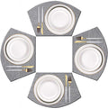 PIGCHCY Wedge Shaped Placemats for Dining Table Cross-Weave Washable Vinyl by PIGCHCY