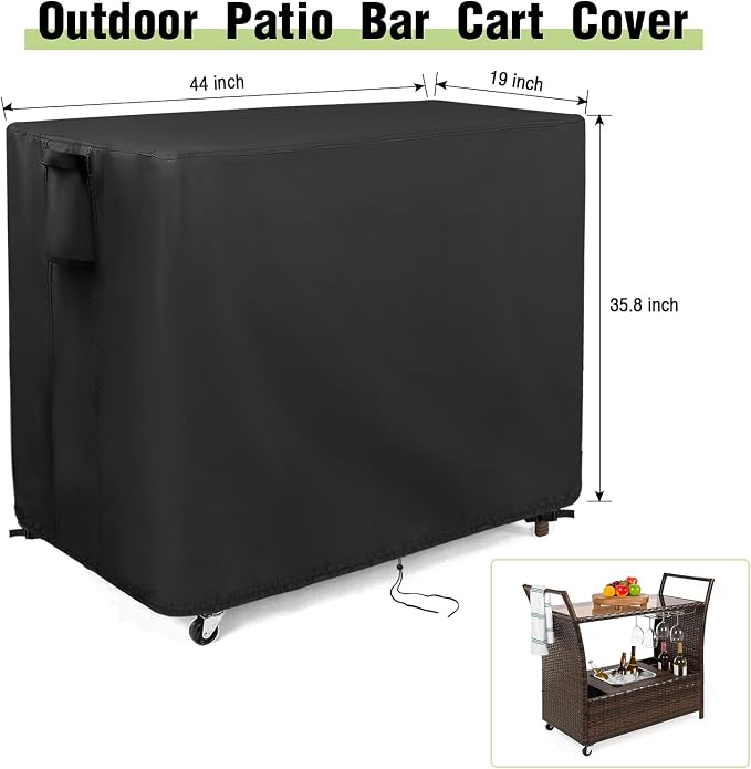 Outdoor Bar Cart Cover for Outdoor Rolling Wicker Bar Table Set 44"x19"x36" - Image 7