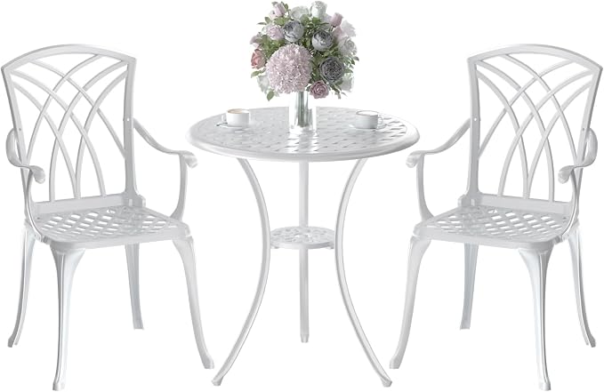 Patio Bistro Set 3 Piece, Cast Aluminum Bistro Set - Image 8