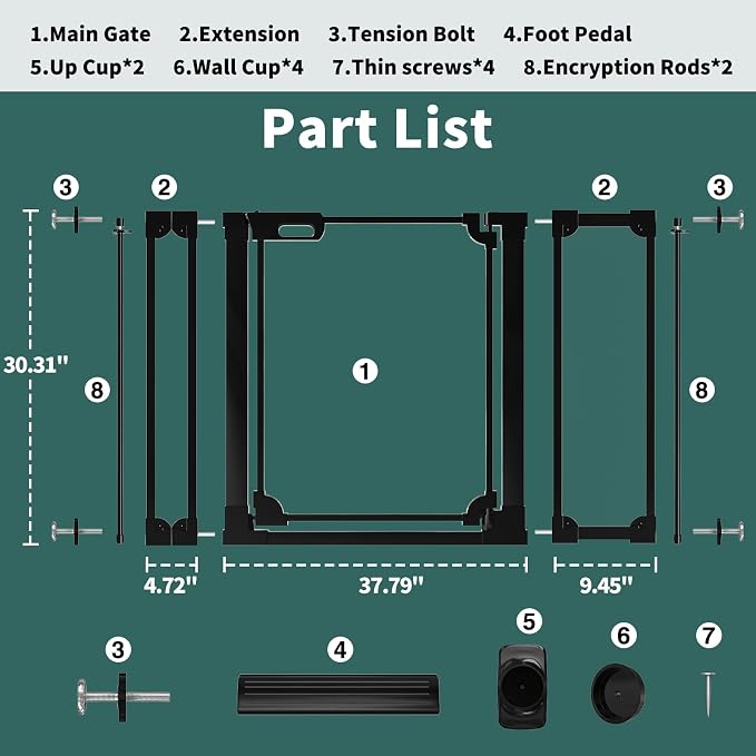 Clear Baby Gate 29.13-47.24" Wide Acrylic Safety Proof Dog Puppy Pet Barrier - Image 3