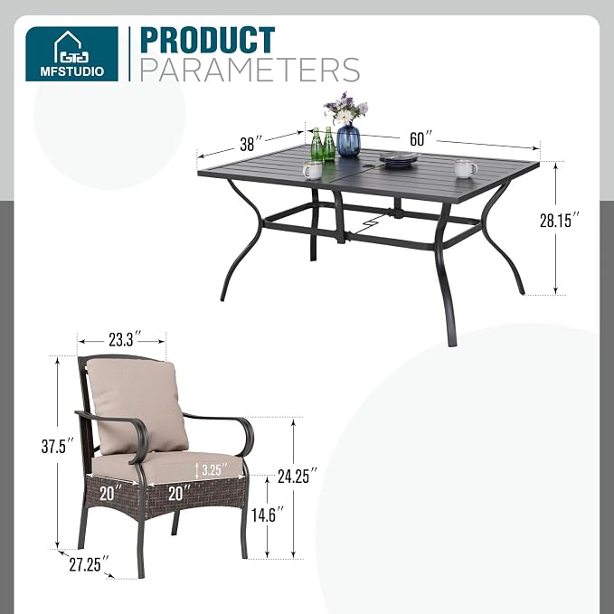 MFSTUDIO 7 Piece Outdoor Dining Sets - Image 9
