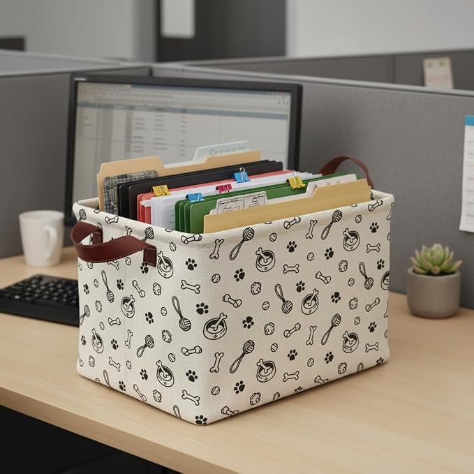 Dog Paw Storage Basket Waterproof Canvas Toy Storage Bin Storage Organizer - Image 7
