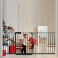 Extra Wide Baby Gate 71.6-76.37 Inch Black, Walk Through Pressure Mounted No by FlowerFrail