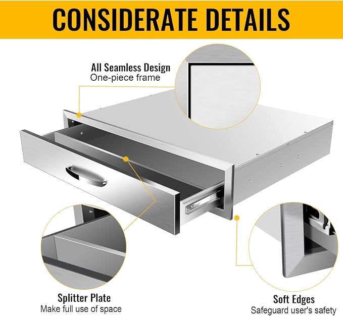 Outdoor Kitchen Stainless Steel Triple Access BBQ Drawers - Image 5
