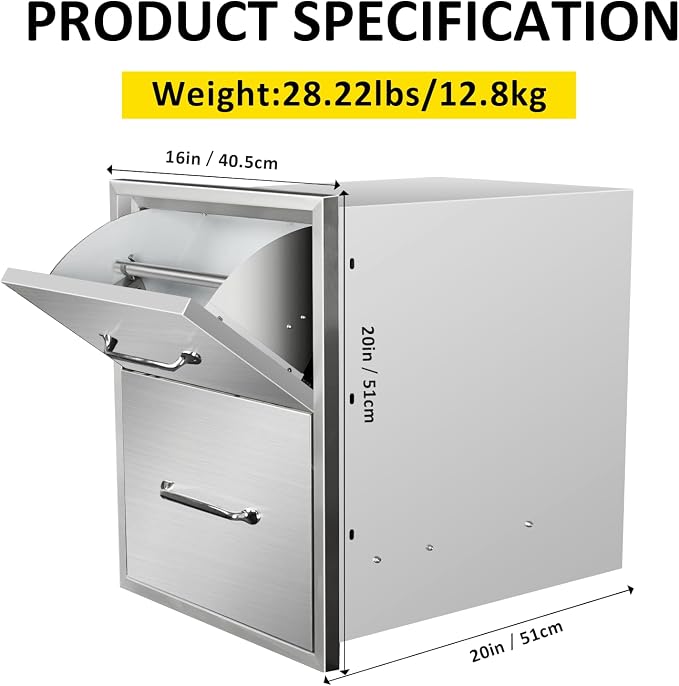 Outdoor Kitchen Drawers with Paper Towel Holder 16" W x 20" H x 20" D Flush - Image 2