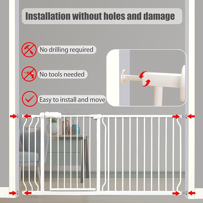 24-29 Inch Narrow Baby Gate, Pressure Mounted No Drilling Dog Gate - Image 5