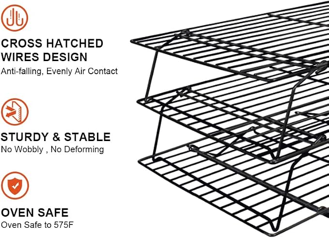 3-Tier Stackable Cooling Racks, Stainless Steel Wire Rack Baking Rack Oven Rack - Image 2