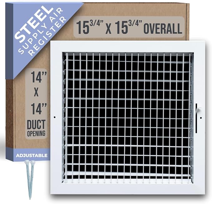 Fits 14x14 Duct Opening Steel Adjustable Air Supply Grille by Handua | Register by Handua