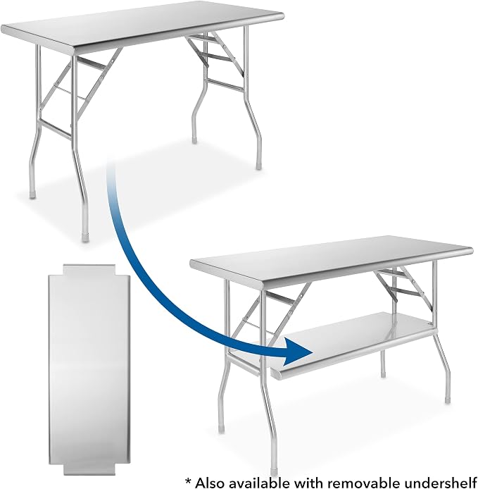 GRIDMANN Stainless Steel Folding Table 48 x 24 Inch, NSF Kitchen Prep & Work - Image 7