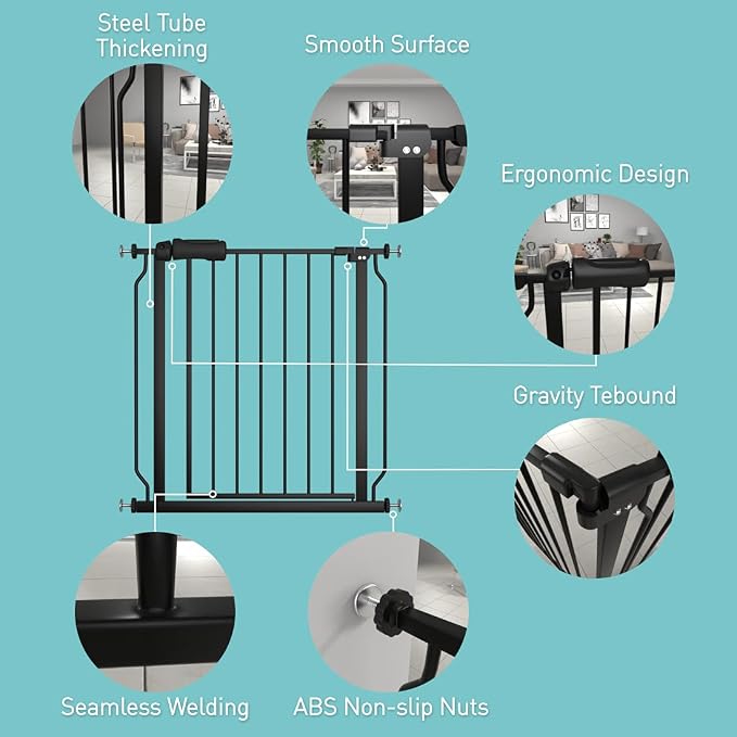 WAOWAO Baby Gate 43.31-48.03" Extra Wide Pressure Mounted Walk Through Swing - Image 2