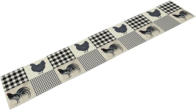 Farmhouse Rooster Table Runner, Vintage Rooster Retro Farmhouse Country Chicken - Image 6