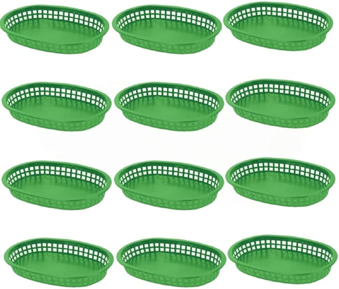 TrueCraftware- 10-3/4" Oblong Fast Food Basket Green Plastic Set of 12- Fry by Unknown
