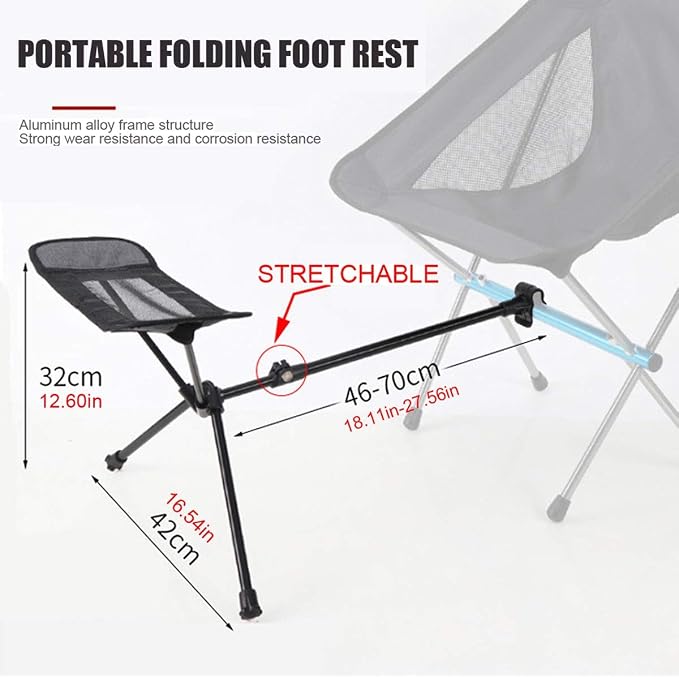 Portable Camping Chair Foot Rest Lightweight Heavy Duty Folding Outdoor Picnic - Image 2