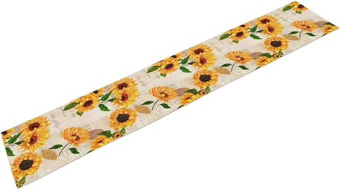 Sunflower Table Runner, Rustic Old Paper Seasonal Table Runner Farmhouse - Image 8