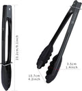 Aluminum Food Tongs, 9 Inch Black 3-Pack with Scalloped Tips