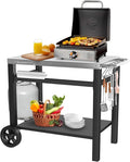 Grill Table, Movable Dining Cart, Pizza Oven Table Stand, Double-Shelf Grill by GRILLFORCE