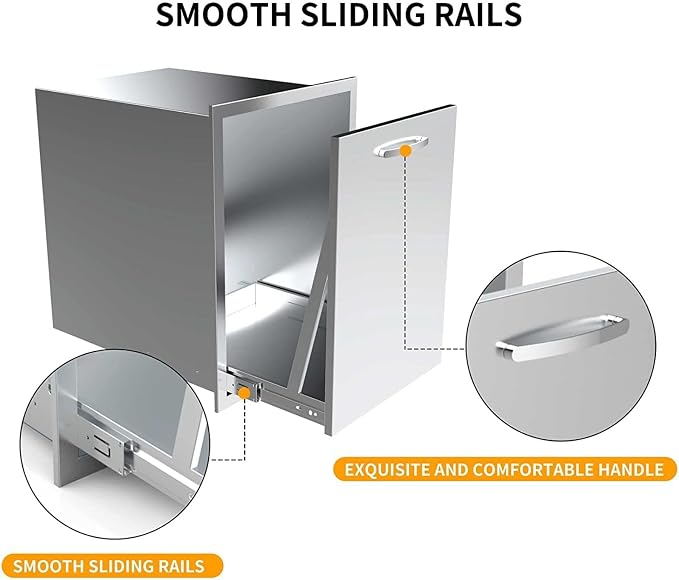 Pull Out Trash Drawer, Lower Sliding Rails Stainless Steel Roll Out Trash Bin - Image 6