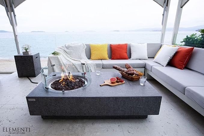 Elementi | Bundle Metropolis Gas Fire Pit Cast Concrete 56" Rectangular Fire - Image 5