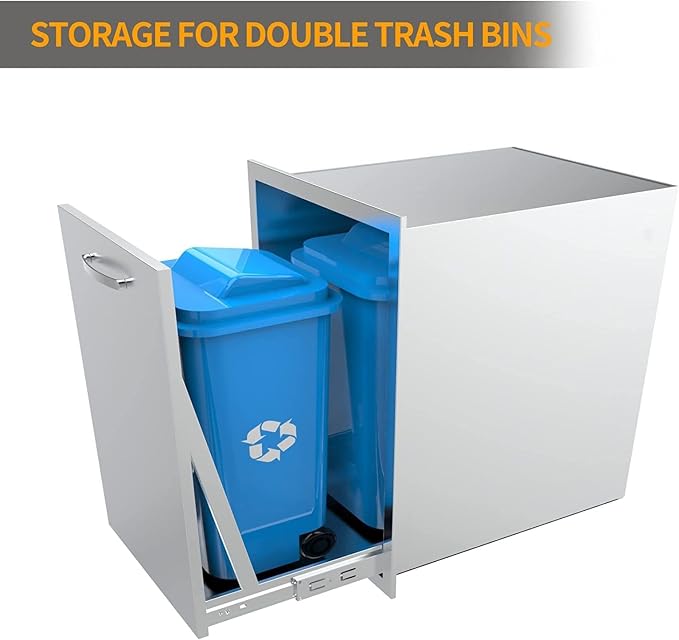 Pull Out Trash Drawer, Lower Sliding Rails Stainless Steel Roll Out Trash Bin - Image 5