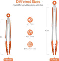 Tongs with Silicone Tips, 18/8 Stainless Steel Handles and Lock, Orange