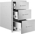 Outdoor Kitchen Drawers 14"Wx21"Hx23"D Flush Mount Access 3-Drawer BBQ by Unknown