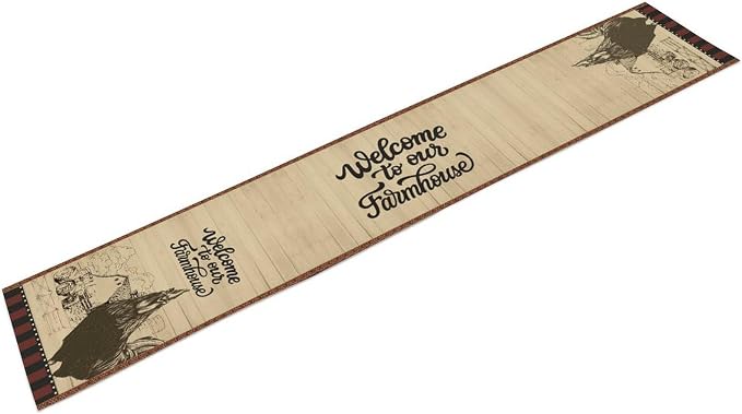 Rustic Farmhouse Table Runner, Vintage Barn Cottage Rooster Retro Farm Country - Image 6