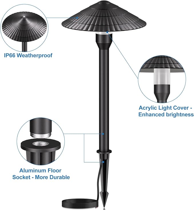 Landscape Lighting Pathway Lights 4 Pack, 5W Low Voltage LED Outdoor Garden - Image 5