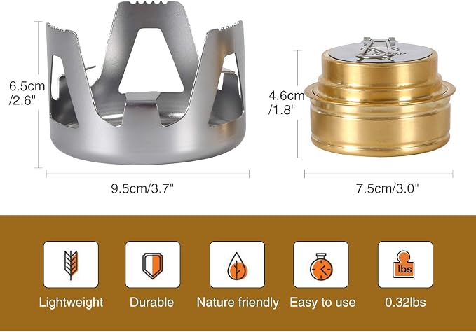 REDCAMP Mini Alcohol Stove for Backpacking, Lightweight Brass Spirit Burner - Image 4