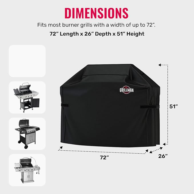 Grillman Grill Cover, BBQ Outdoor Grill Covers, Gas Grills, Waterproof - Image 3