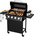 4-Burner Propane Gas BBQ Grill, 000 BTU Output Stainless Steel Barbecue Grill by LOUAORIS