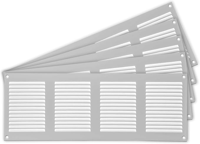 Repa Market 5-Pack Air Vent Cover 16x6 Inch White Galvanized Steel Louvered by RepaMarket